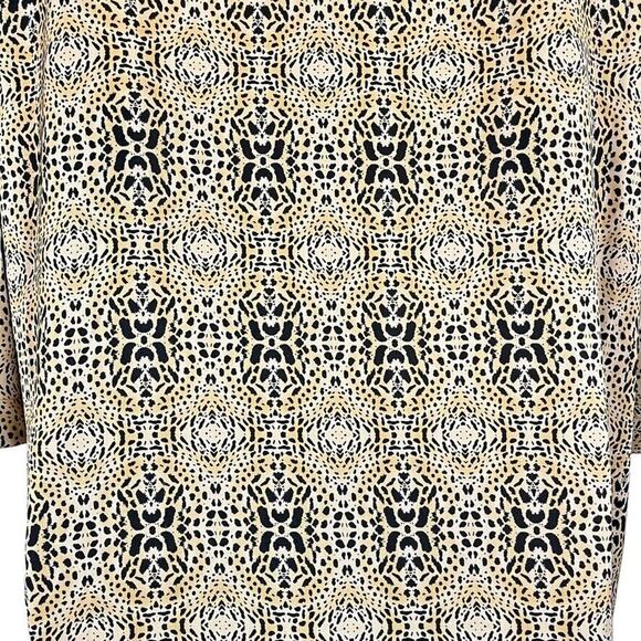 MNG by Mango Womens Animal Print Cheetah V-Neck Shift 3/4 Sleeve Dress sz 10 - Picture 12 of 16